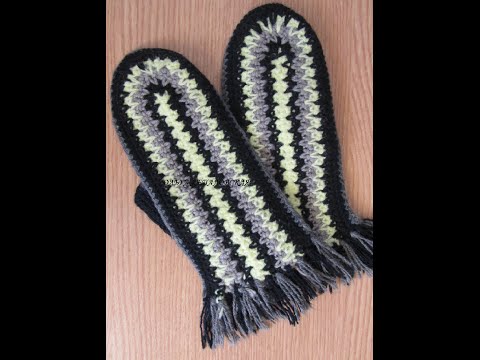 Видео: Варежки.  Вязание крючком.  How to knit mittens crochet.  часть 1.