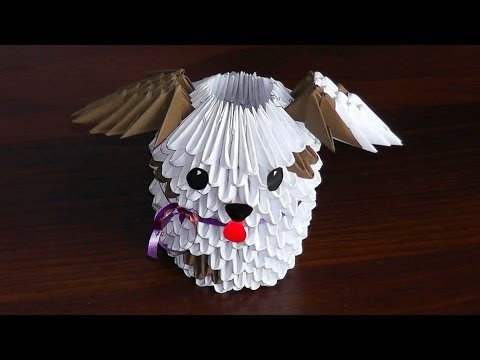 Видео: Модульное оригами собака (собачка, щенок) схема сборки