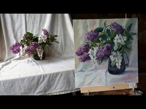 Видео: Как нарисовать сирень. Мастер класс по живописи масляными красками.