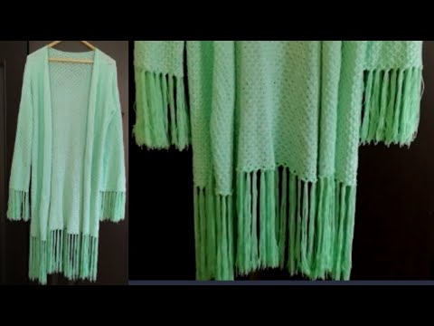 Видео: Бирюзовый кардиган с кистями из хлопка
