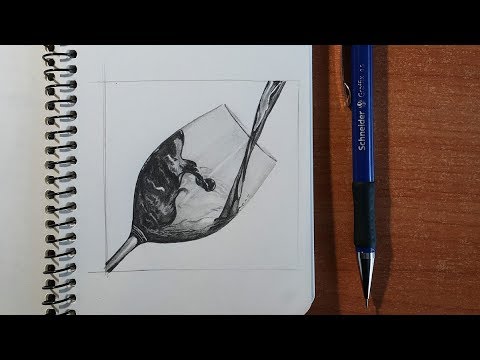 Видео: рисуем вино наливаемое в бокал