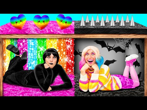 Видео: Секретные Домики под Кроватью с Уэнсдей Аддамс | Смешные Челленджи от Fun Teen