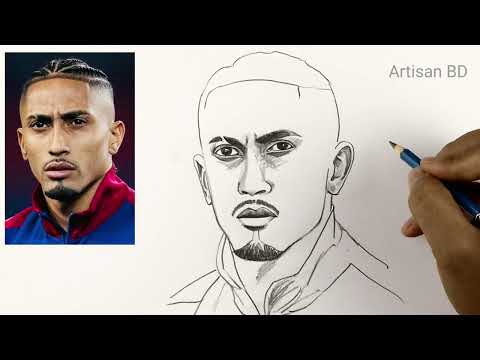 Видео: Как нарисовать Рафинью шаг за шагом | Рафинья, бразильская футболистка | Урок по рисованию каранд...
