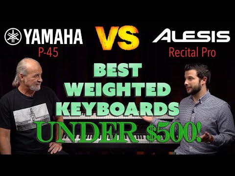 Видео: Лучшие взвешенные клавиатуры до 500 долларов — Yamaha P-45 против Alesis Recital Pro