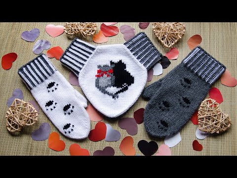 Видео: Варежки для влюбленных спицами "Влюбленные коты"😻💖😽 | Экспресс мастер-класс по вязанию