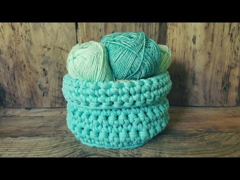 Видео: Корзинка крючком из трикотажной пряжи "MACCHERONI" 1-я часть.