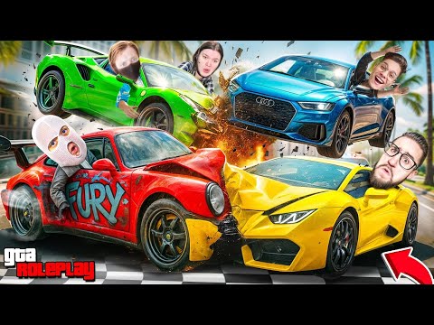 Видео: ОПАСНЫЕ ГОНКИ на ВЫБЫВАНИЕ! 5 УЧАСТНИКОВ vs 4 ИСПЫТАНИЯ vs 1 ПРИЗ! КТО ДОЙДЕТ ДО КОНЦА? (GTA 5 RP)