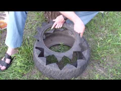 Видео: Клумба из колеса ножом за пять минут.