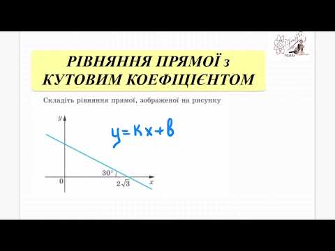 Видео: Рівняння прямої. Рівняння прямої, що проходить через точку під кутом до вісі абсцис. Геометрія 9 кл.