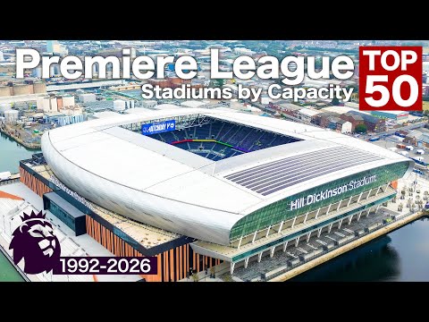 Видео: Топ-50 стадионов Премьер-лиги по вместимости (1992–2026)