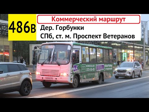 Видео: Автобус 486в "СПб, ст. м. "Проспект Ветеранов" - дер. Горбунки" (коммерческий)