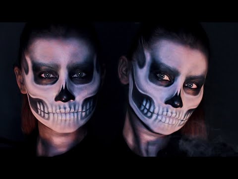 Видео: ЧЕРЕП Грим на Хэллоуин | SKULL Halloween Transformation