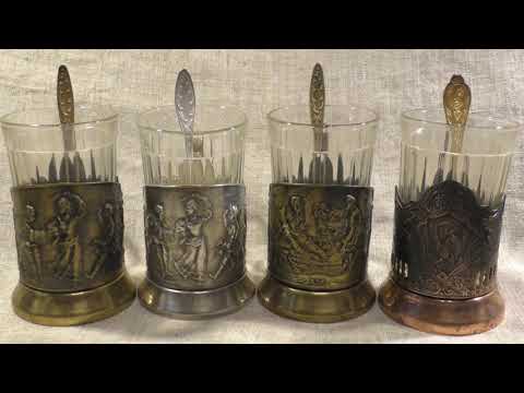 Видео: Кольчугинские Подстаканники. Охотники на Привале.Медные и Латунные Подстаканники.