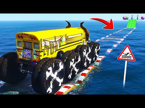 Видео: ВОСЬМИКОЛЁСНАЯ МИСС КРОШКА vs ВОДНЫЕ КОЧКИ в ГТА 5!