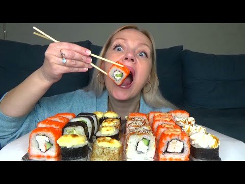 Видео: МУКБАНГ РОЛЛЫ  ЗАПЕЧЕННЫЕ И НЕ ТОЛЬКО,РОЛЛЫ 31 штука , съем за раз или нет?/Русский мукбанг/не АСМР/