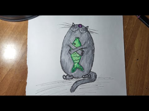 Видео: Рисуем мем, а вы рыбов продаёте #рисуем, #котик, #мем