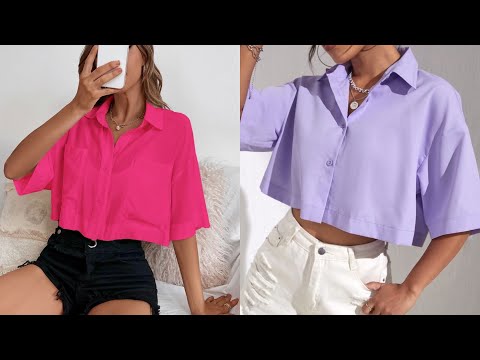 Видео: Как раскроить и сшить эту модную женскую укороченную рубашку с воротником и вшитыми рукавами.