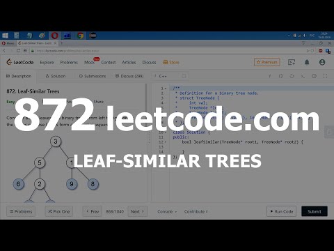 Видео: Разбор задачи 872 leetcode.com Leaf-Similar Trees. Решение на C++