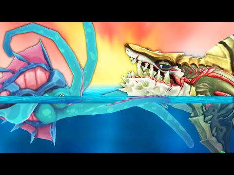 Видео: КРАКЕН ПРОТИВ МЕГАЛОДОНА! БИТВА АКУЛ | Hungry Shark Evolution против Hungry Shark World