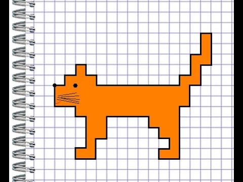 Видео: Кот. Графический диктант по клеточкам.