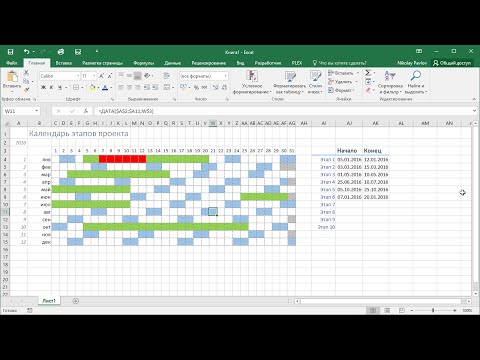 Видео: Календарь этапов проекта в Excel