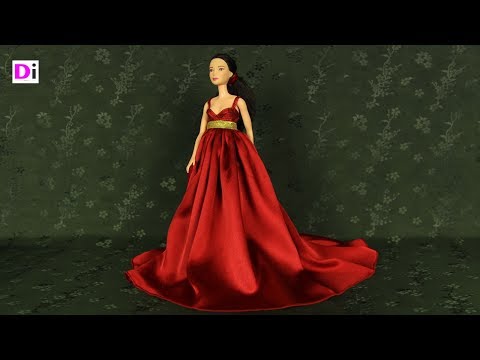 Видео: Вечернее платье для куклы Барби без выкроек. How to make dress for Barbie dolls