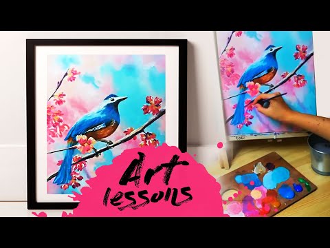 Видео: Урок по рисуване за начинаещи / Рисуване по снимка / птица