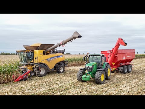 Видео: John Deere 6215R + Annaburger HTS 22.16 | Уборка кукурузы на CCM 2025 | New Holland CR 10.90