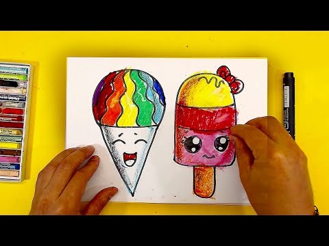 Видео: Как нарисовать МОРОЖЕНОЕ Радугу / Уроки рисования для детей