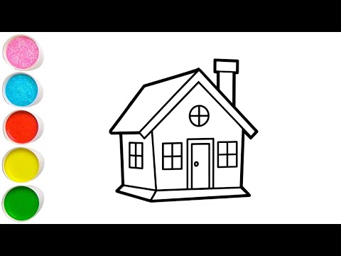 Видео: Рисование, раскрашивание и простое изображение дома для детей и малышей_ Детское творчество