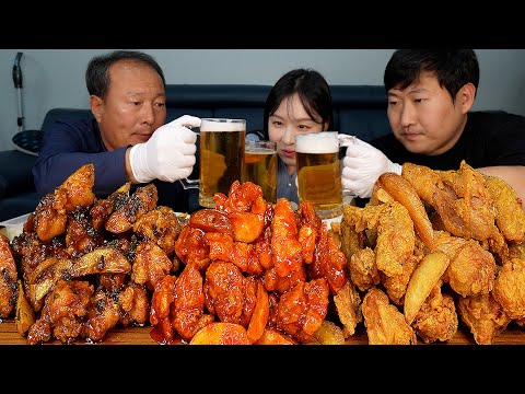 Видео: 🍗🍻Жареный цыпленок, приправленный цыпленок, цыпленок с чили и пиво - кулинарное шоу Мукбанг.
