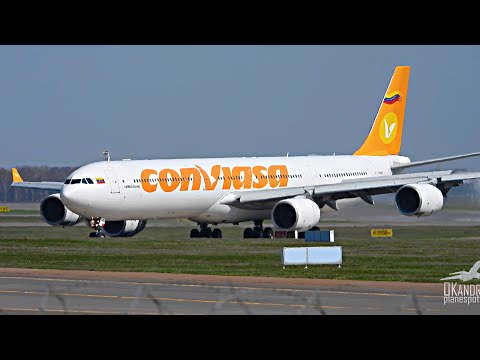 Видео: Чумовой заход тяжелого Airbus A340-600. Посадка во Внуково.
