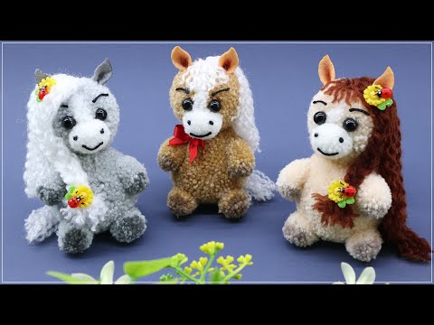 Видео: 🐴 ЛОШАДЬ - символ года 2026 Из пряжи/Без вязания 💖 Pom Pom Horses
