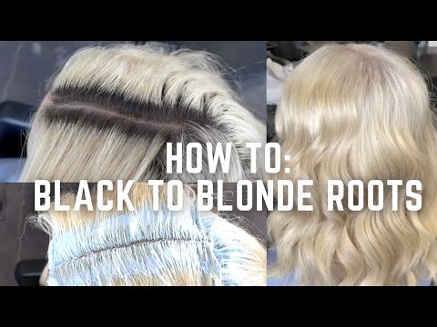 Видео: Урок по обесцвечиванию черных корней до белого блонда