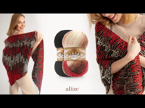 Видео: ШАЛЬ ЦЕПНОЙ РАБОТЫ из ALİZE ANGORA GOLD и ANGORA GOLD BATİK