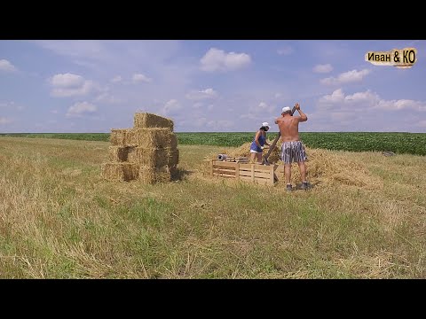 Видео: Тюки из соломы ячменя. Доработка ручного пресса