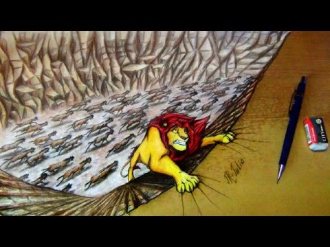 Видео: Walt Disney | The Lion King | Король Лев | Speed Painting - Mufasa (Drawing 3D optical illusion)