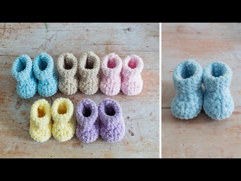 Видео: CHUNKY Yarn - ЛЕГКОЕ руководство по вязанию детских пинеток крючком (очень БЫСТРЫЙ проект!)