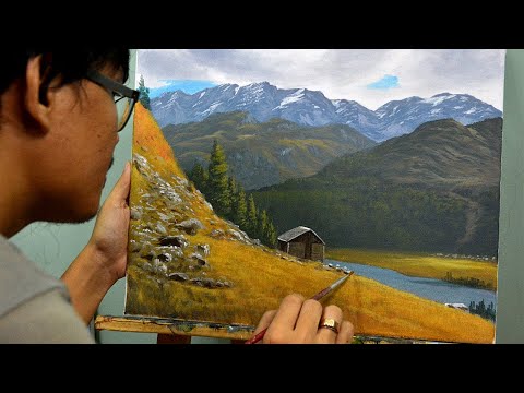 Видео: STEP by STEP Учебник по живописи в акриловых красках | Горная Хижина