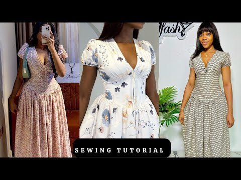 Видео: Как сшить стильный сарафан с V-образным вырезом, баской и асимметричными сборками | Платье-корсет...
