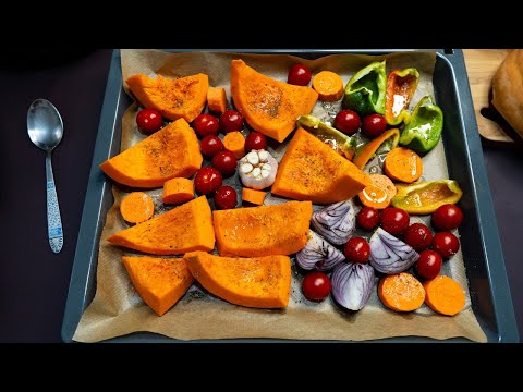 Видео: Крем суп из запечённой тыквы с овощами