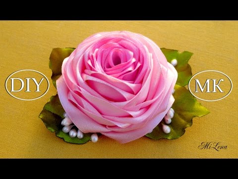 Видео: Роза из ленты, МК / DIY Satin Rose / DIY Ribbon Rose