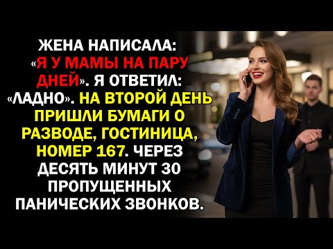 Видео: Жена написала: «Я у мамы на пару дней». Я ответил: «Ладно». На второй день пришли бумаги о разводе..