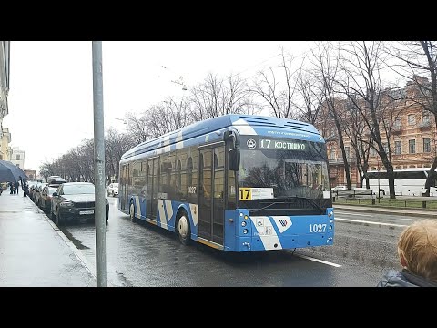 Видео: Троллейбус, маршрут №17 (пл. Труда - ул. Костюшко) ТролЗа-5265.08 «Мегаполис» б.1027 (08.05.2021)