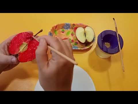 Видео: Малювання "Яблука на тарілці" (штампування). Молодша група