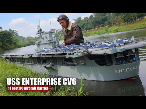 Видео: Гигантский самодельный радиоуправляемый авианосец USS Enterprise с функцией взлета и посадки ради...