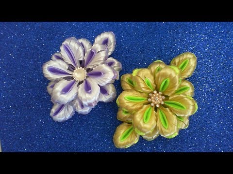 Видео: DIY/МК/ Как сделать пышные банты-цветы из узких лент 0.6 см.