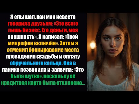 Видео: Я слышал, как моя невеста говорила друзьям: «Это всего лишь бизнес. Его деньги, моя внешность»...