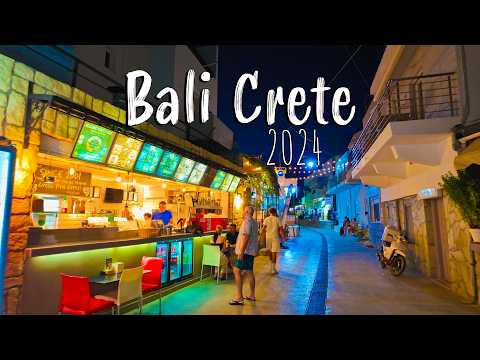 Видео: Бали Крит, вечерняя атмосфера, дрон, пешеходная экскурсия в 4K, Греция Крит 2024