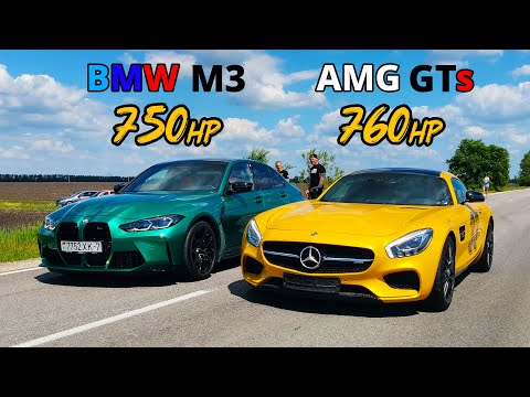 Видео: У кого Самая БЫСТРАЯ МАШИНА в Городе! BMW M3 G80 750л.с. vs Mercedes AMG GTs 760л.с.